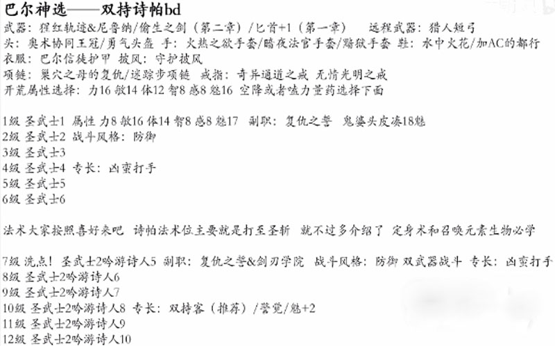 《博德之门3》双持诗帕BD推荐攻略