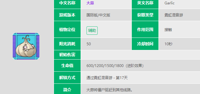 植物大战僵尸2大蒜伤害作用