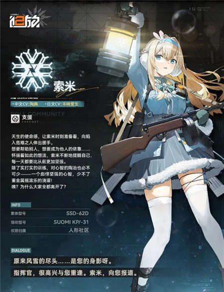 少女前线2追放支援人形索米怎么样 少女前线2追放支援人形索米介绍